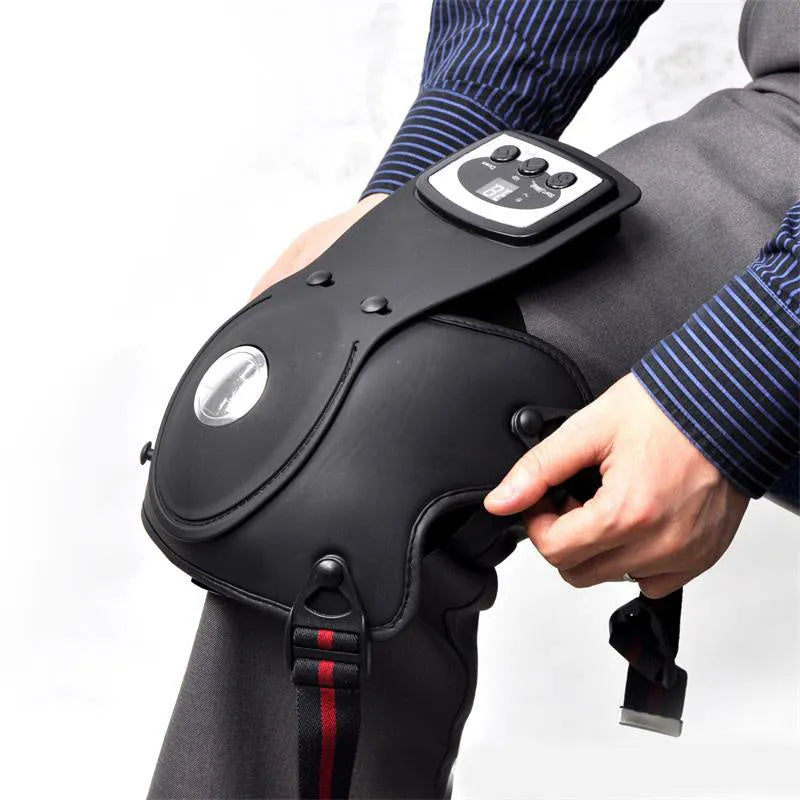 Knee massager unit with infrared heat function, knee pads, shoulder pads and international power adapters