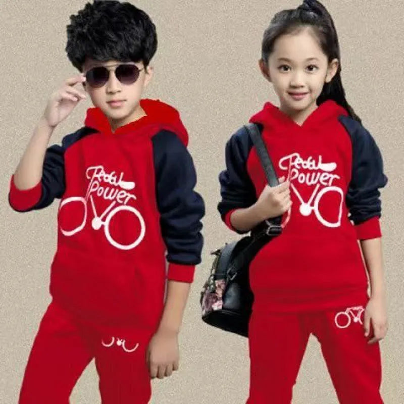 Children's Korean style sports suit two-piece set in regenerated cellulose fabric with printed details