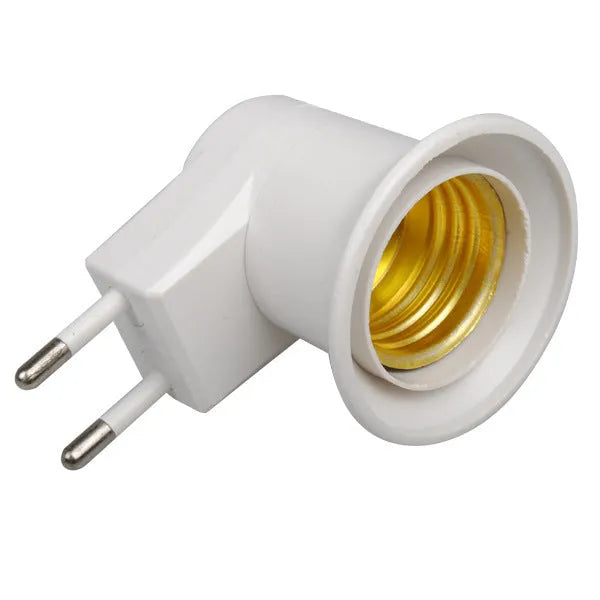 White bakelite wall plug-in E27 lamp holder with integrated switch control