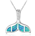 Blue opal sea turtle pendant necklace silver plating vintage style women jewellery