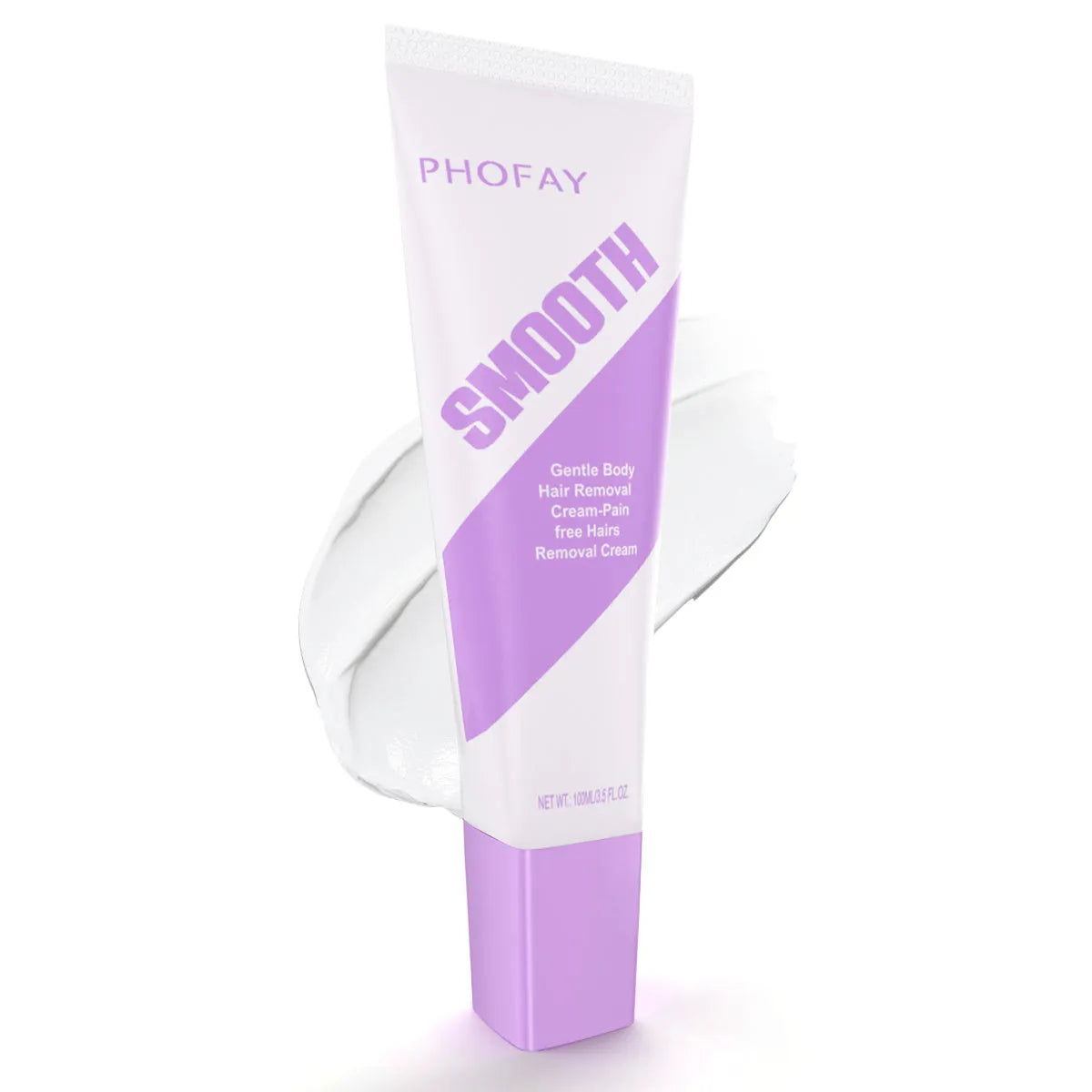 PHOFAY pain free hair removal cream tube with plastic scraper tool for gentle hair removal treatment