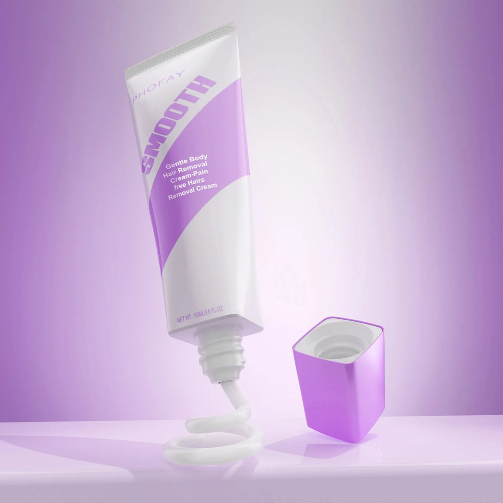 PHOFAY pain free hair removal cream tube with plastic scraper tool for gentle hair removal treatment
