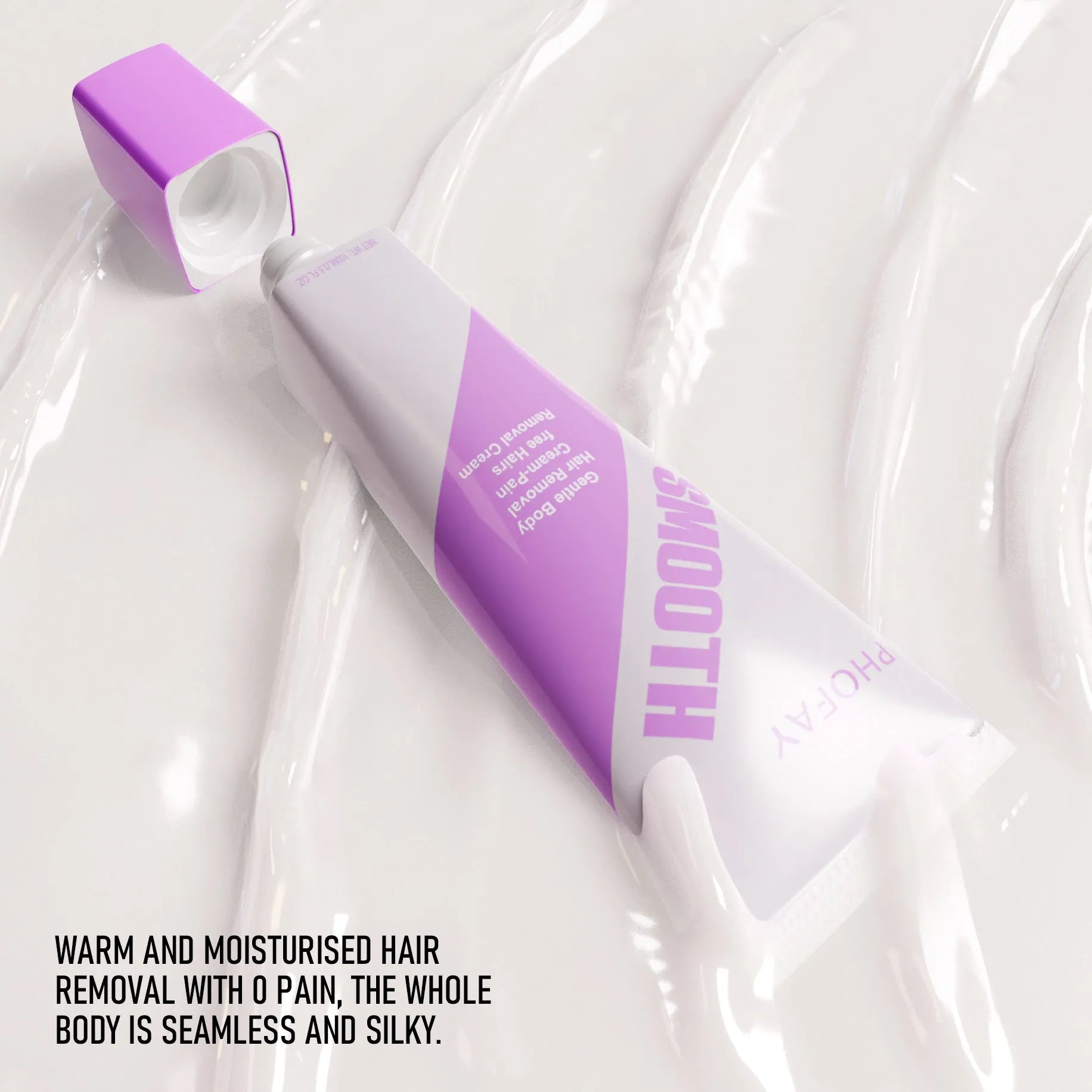 PHOFAY pain free hair removal cream tube with plastic scraper tool for gentle hair removal treatment