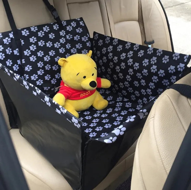 Footprint waterproof dog car seat hammock with safety belt for large dogs Oxford fabric black