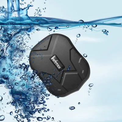 Black GPS locator tracker with 5000 mAh battery, waterproof mini casing, magnet mount, 90 x 74 x 25 mm