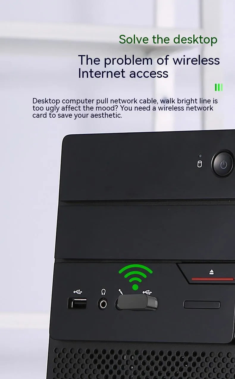 Black USB dual-band Bluetooth network adapter with nickel-plated connector