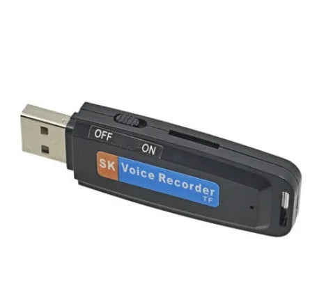 SK-001 black and white creative USB flash drive with plastic casing on a white background.