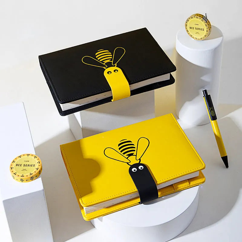 Travel B6 notebook with PU cover, 135 x 195mm size, 144 sheets, shown in Black and Yellow options