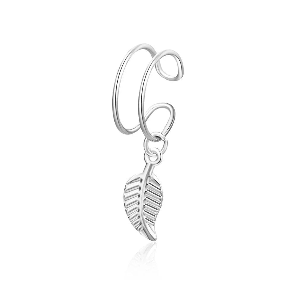 15-piece clip-on earring set in gold or silver electroplated metal with geometric round and ring shapes