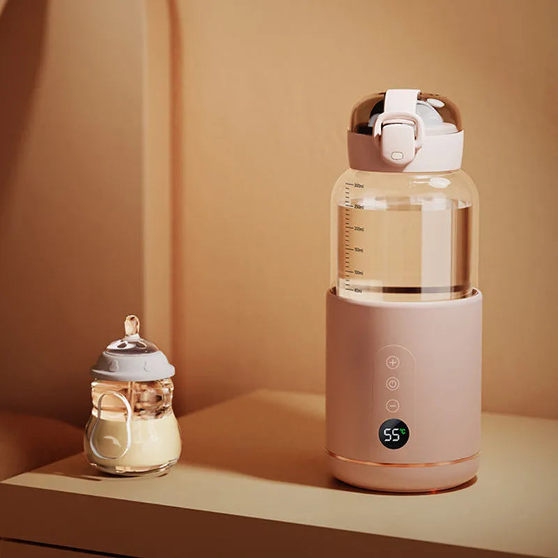Wireless portable glass thermostatic milk mixer for baby formula in home and travel use