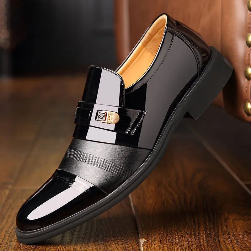 Men's microfiber leather shoes, black and brown, low top, non-slip rubber sole, sizes 37-48