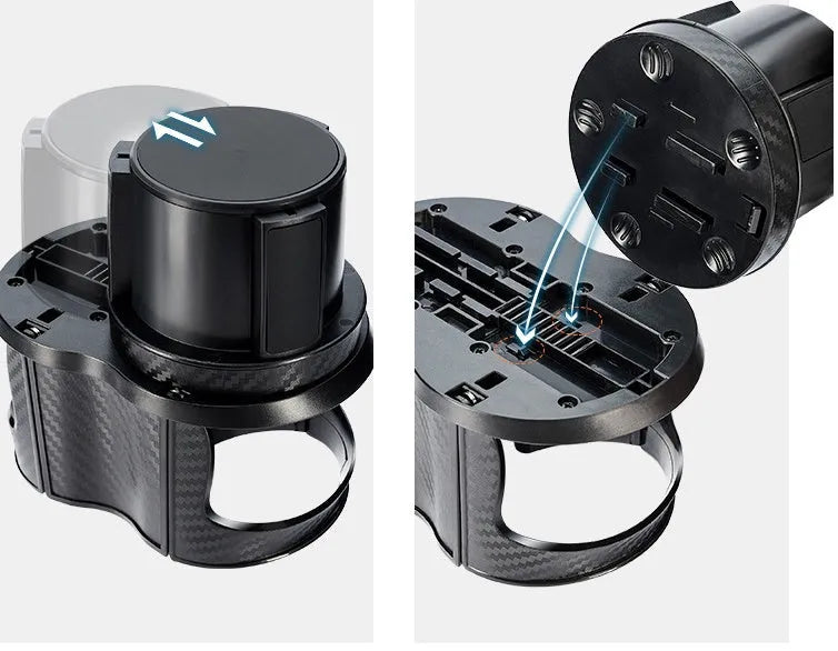 Car water cup holder in carbon fibre black with gold or silver edge and adjustable 5-7CM clamp