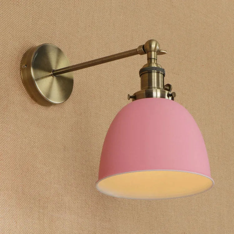 Bedroom ceiling light with iron shade in multiple colour options including pink, black, blue, gray, green, red, orange, white, and yellow