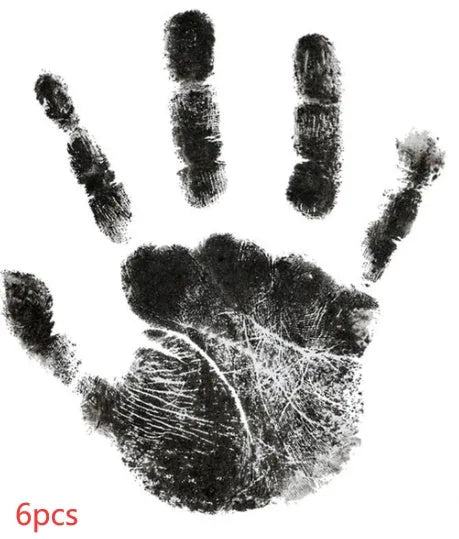 Baby hand and footprint ink pad set with non-toxic washable ink in black red and blue colours on white background