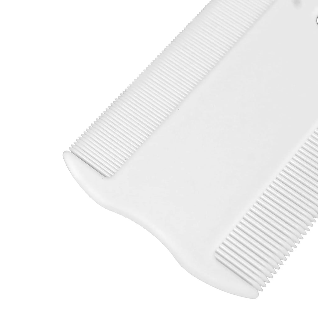 Double-sided plastic flea comb and a small separate face comb for pet grooming.