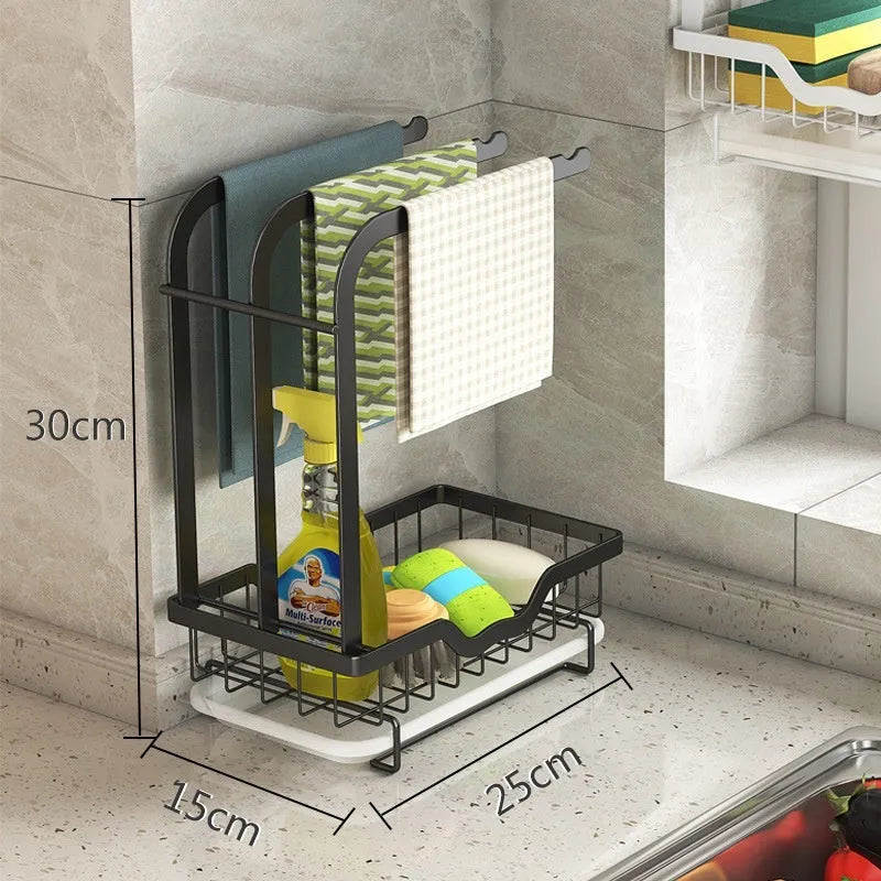Foldable plastic kitchen rack in new Chinese style for rag draining storage