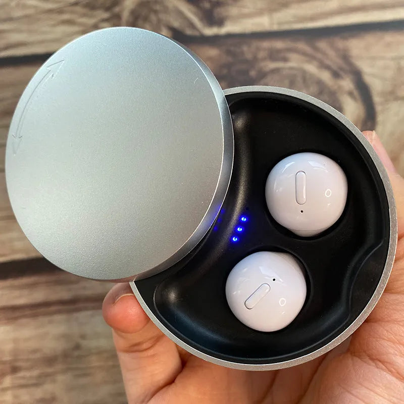 Wireless Bluetooth earbuds in semi-in-ear style available in black white and skin colours with charging case