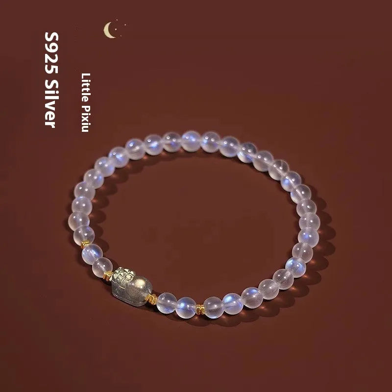 Moonstone zodiac bracelet with animal charm and national style design for women
