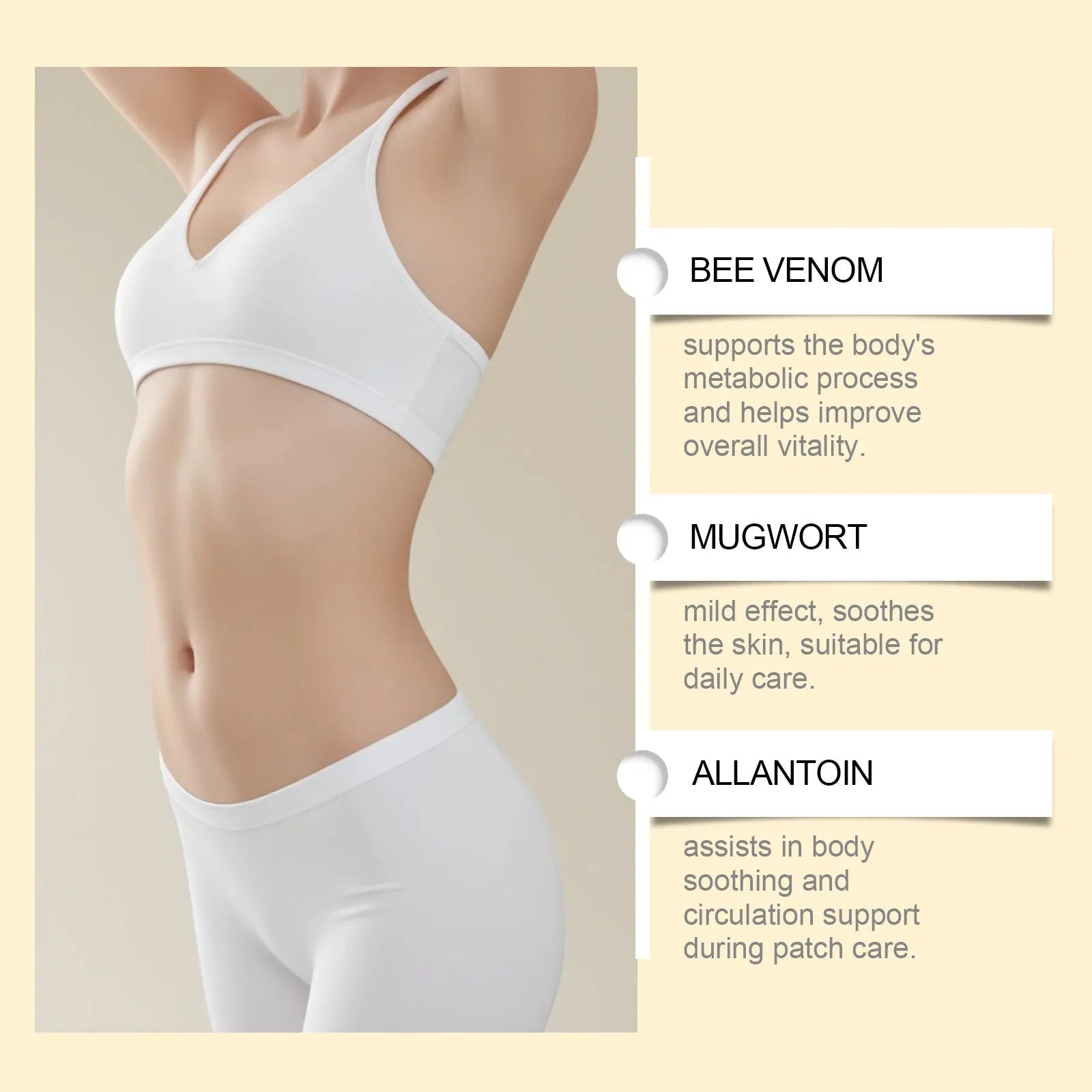 10 herbal body shaping navel patches with bee venom and argy wormwood ingredients