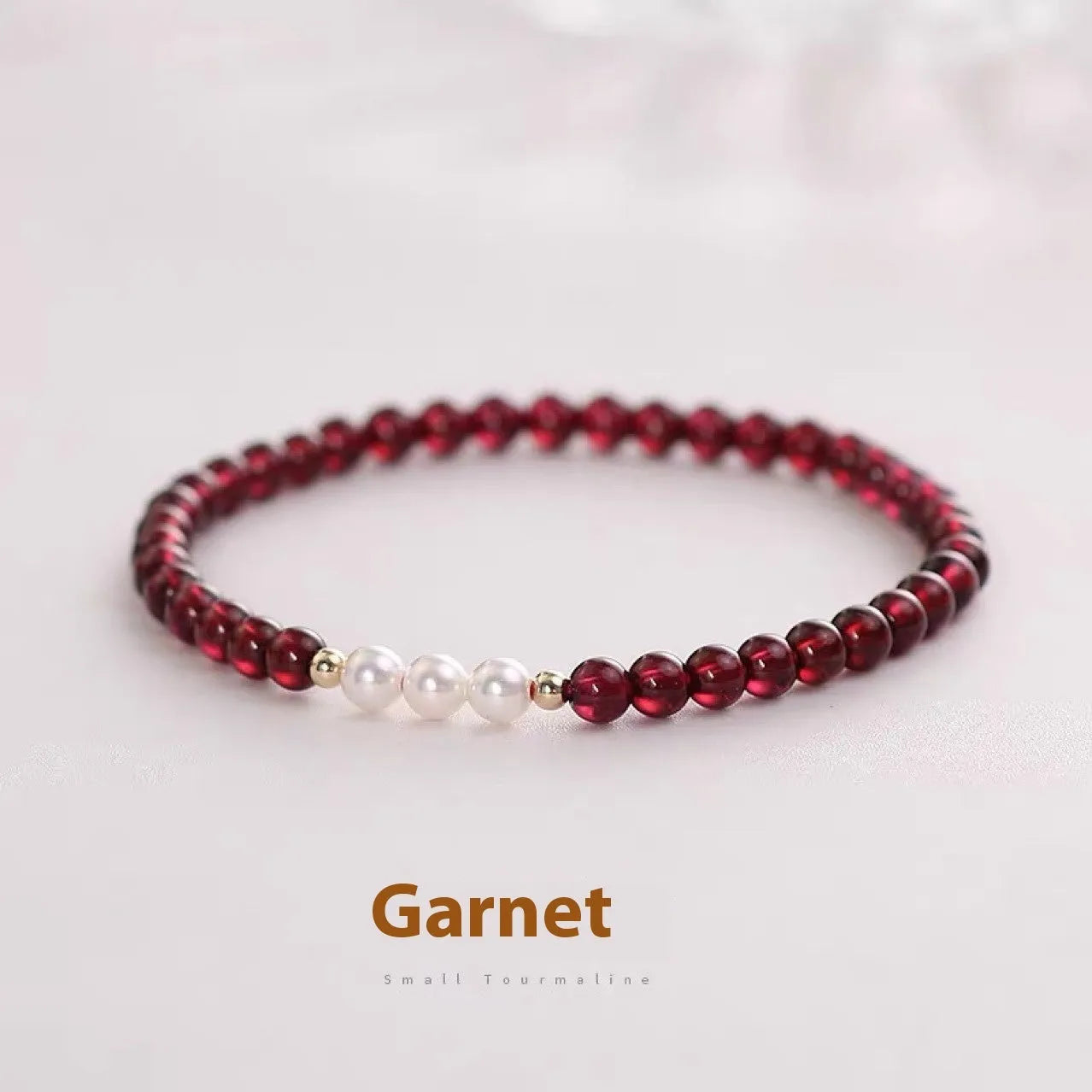 Women's artificial pearl bracelet with 3mm new Chinese garnet beads and crystal elements in fashion OL style