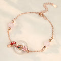 S925 sterling silver women's bracelet with white chalcedony crystal and Koi-themed new Chinese floral design.