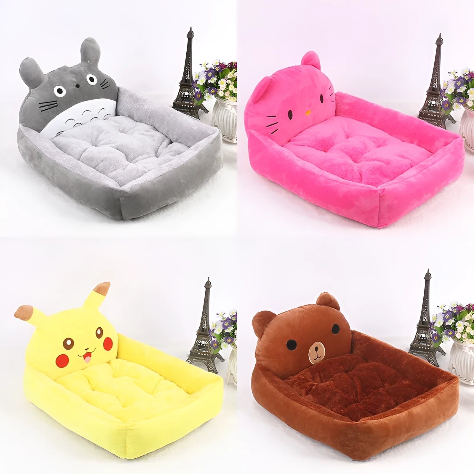 Cartoon-style washable pet bed for small dogs and cats in sofa design with winter-warm features