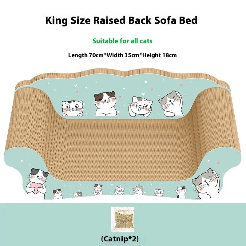 Extra large grey cat sofa bed with integrated scratching board and chamfer socket for indoor cats up to 25kg