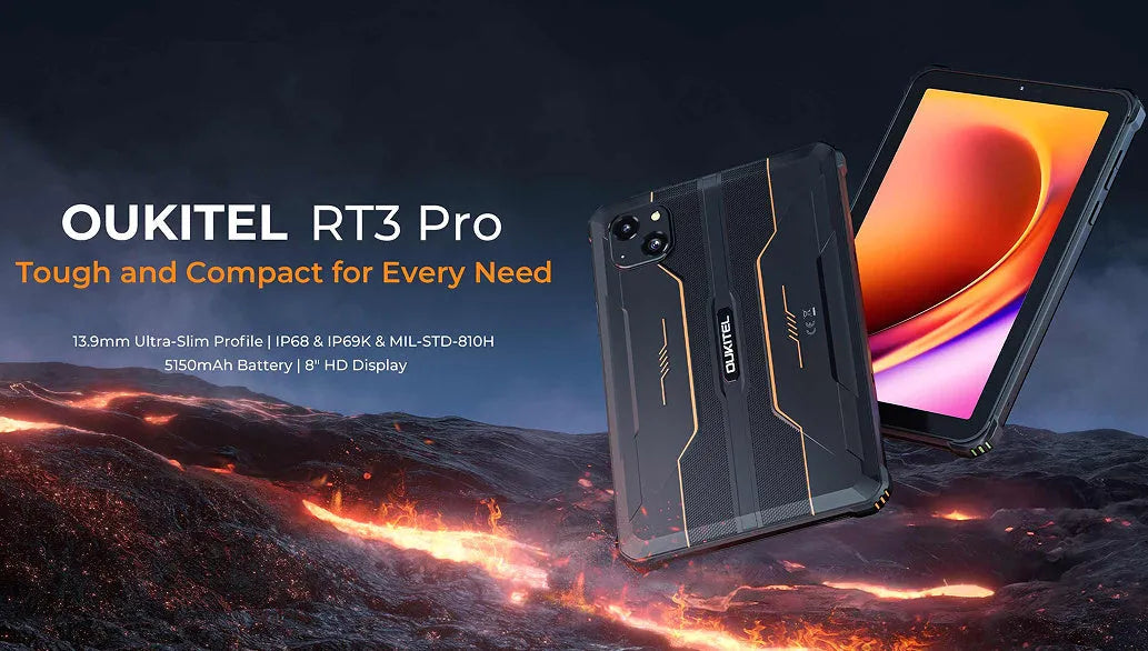 RT3 PRO mobile phone in orange, grey or green colours with plastic construction and included charger