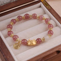 Girlfriends Ice Crack zodiac bracelet with floral glass beads in red, pink, and white pearl colours