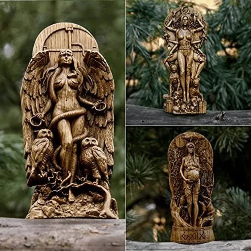 Detailed synthetic resin Greek goddess statue for altar or garden, 22cm tall in three colour options.