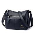 Soft leather PU crossbody bag in horizontal square shape with multiple compartments