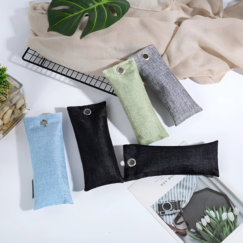 Black bamboo charcoal deodoriser bag for shoes and household odour absorption
