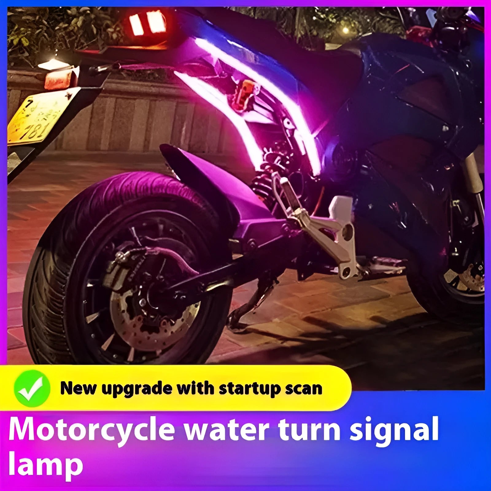 Motorcycle running water steering ambience light showing colour transition effects on handlebars