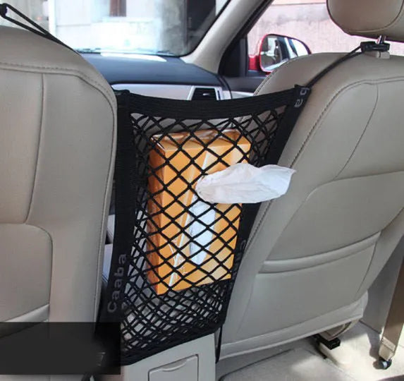 Black elastic car pet fence with nylon hooks for middle seat isolation, available in three styles.