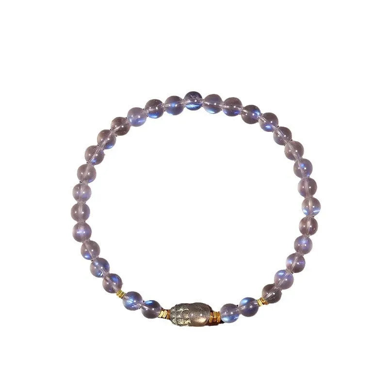 Moonstone zodiac bracelet with animal charm and national style design for women