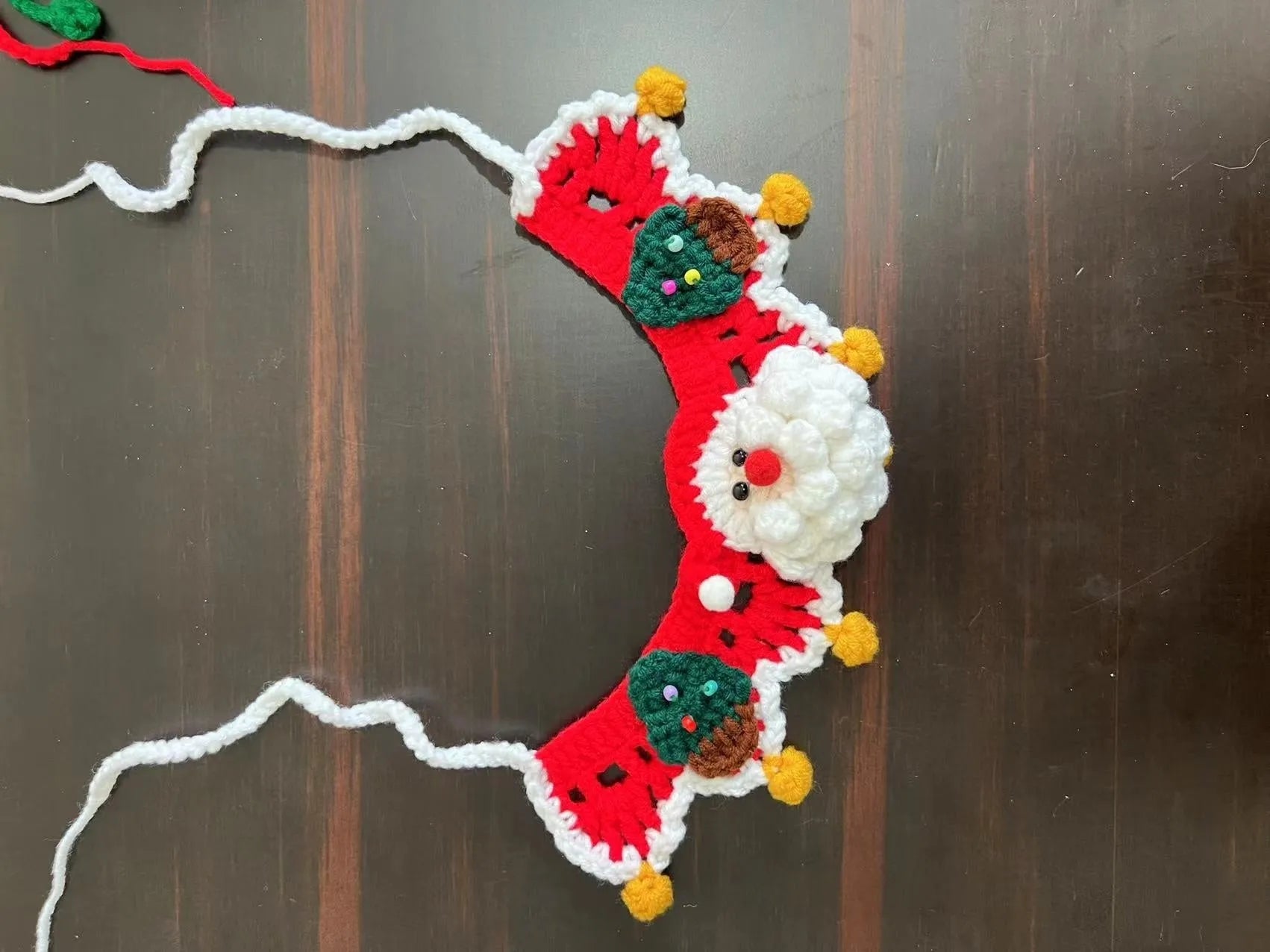 Knitted wool Christmas scarf for pets in striped Santa Claus pattern with four size options