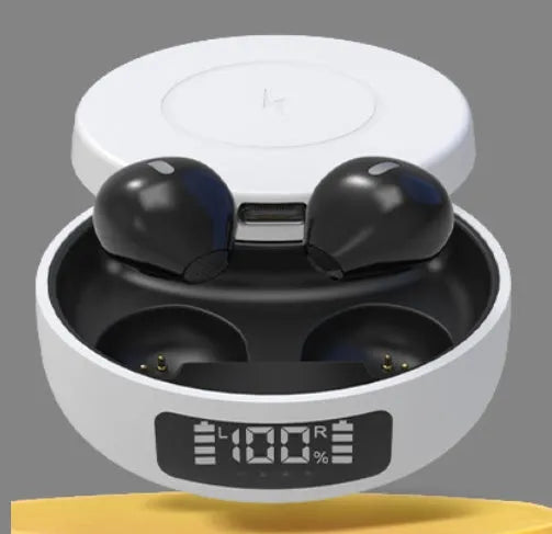 Wireless Bluetooth earbuds in semi-in-ear style available in black white and skin colours with charging case