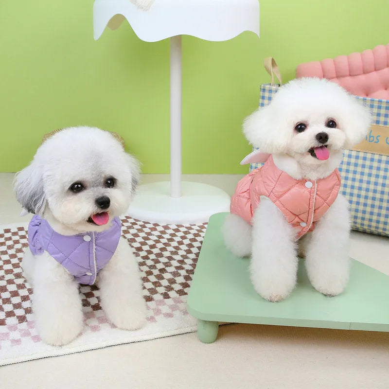 Angel wing design small dog skirt in pink and purple colours with thick cotton fabric