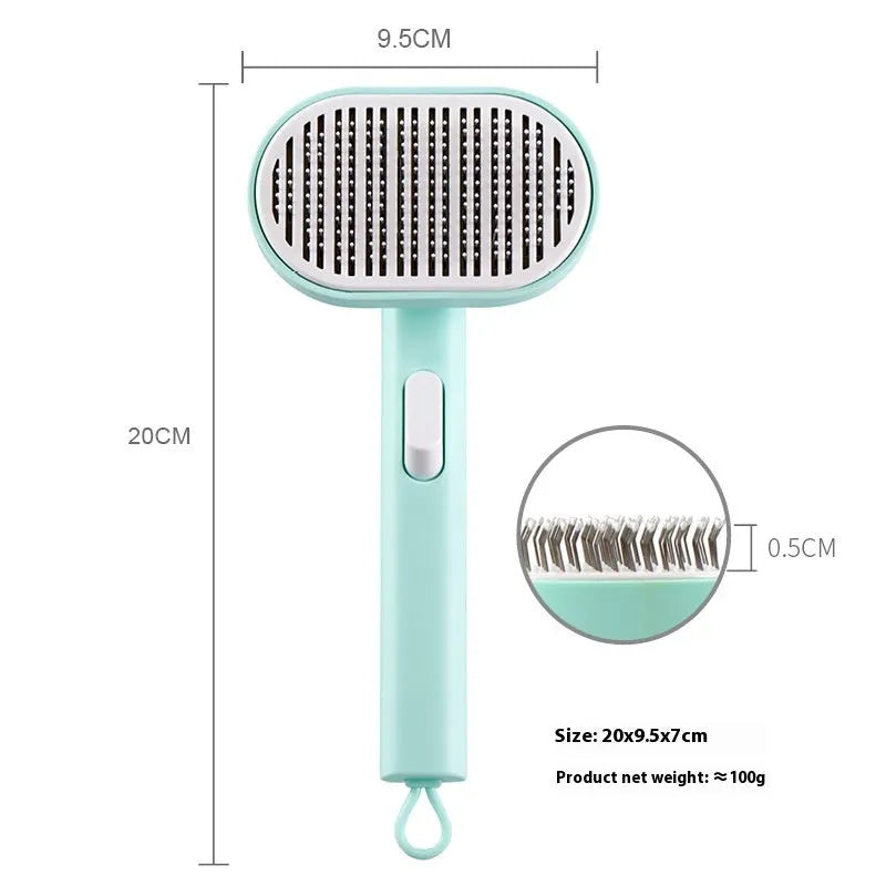 Pet automatic hair fading beauty hair removal brush in ABS stainless steel, comb style 2001, available in white