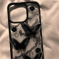Black silicone phone case with three-dimensional butterfly design for Apple iPhone drop protection