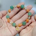 Jinsi Jade Duobao pumpkin bracelet with Prehnite spacers for women's 14-16.5cm wrists