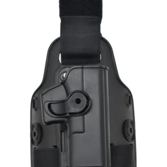 Tactical plastic leg holster with waist plate attachment for outdoor sports