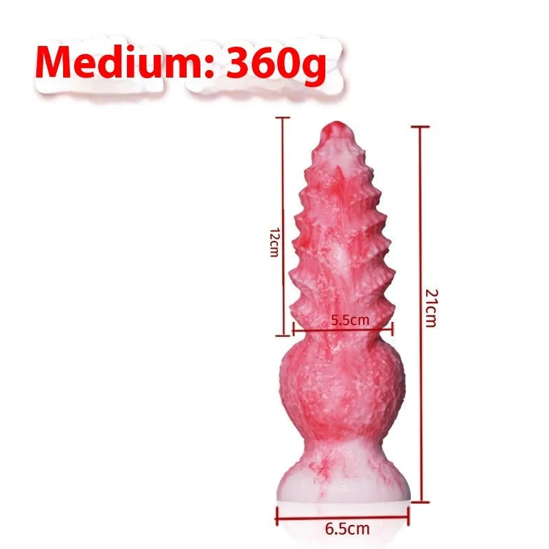 Pink shaped penis women's masturbation device made of platinum silicone, showing Berserker S and Berserker M size options.