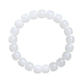 White Hetian jade barrel bead bracelet for men and women showing polished beads.
