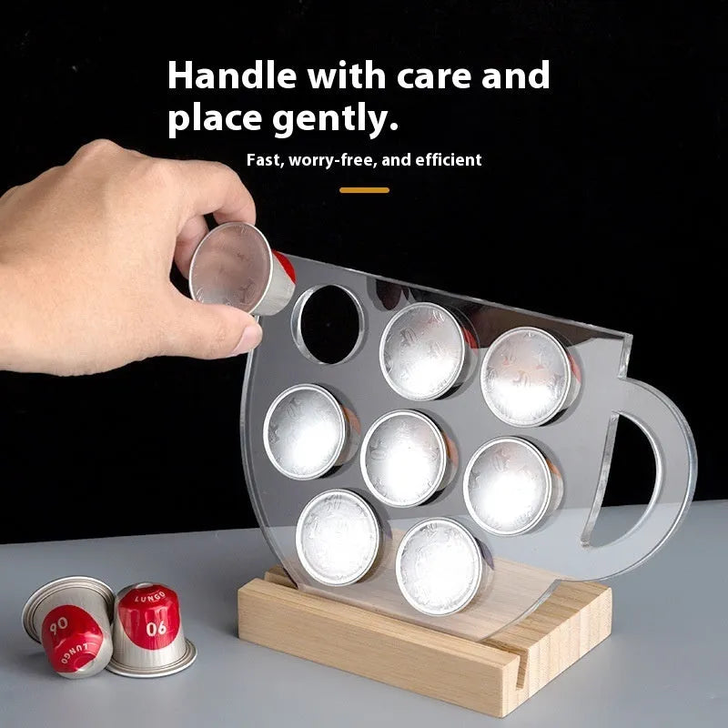 Acrylic rotatable coffee capsule storage rack in solid colour with pad glaze surface