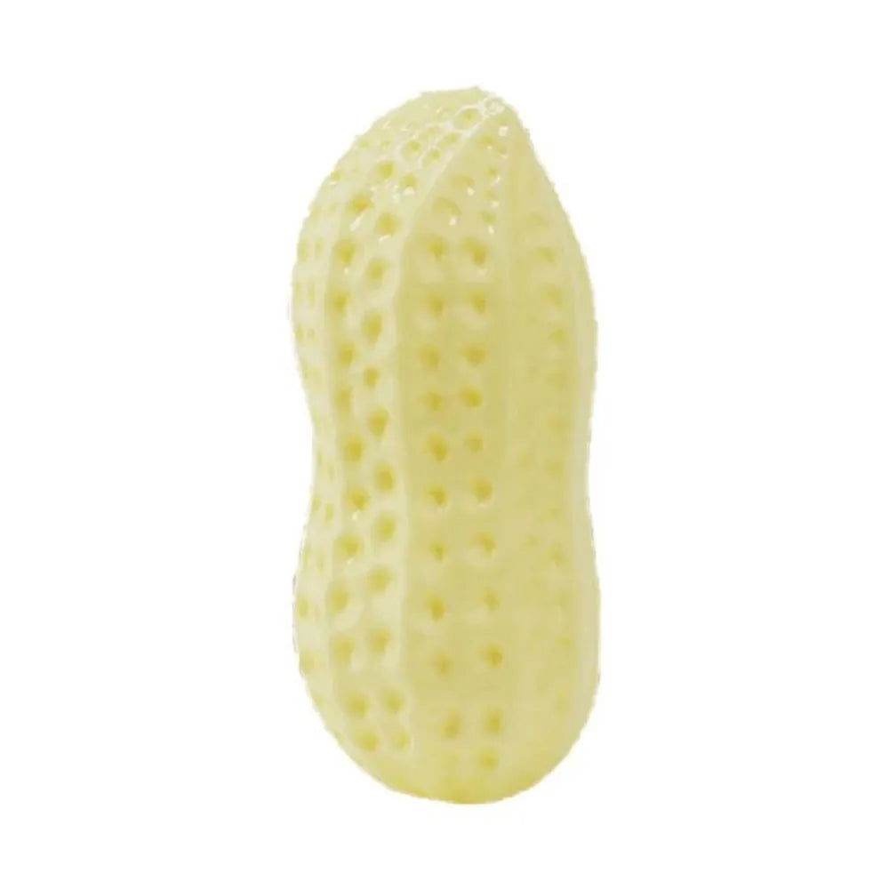 Yellow rubber vinyl dog toy for small dogs with squeaker for chewing and boredom relief