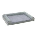 Light grey soft-sided foldable dog kennel crate shown with size dimensions.