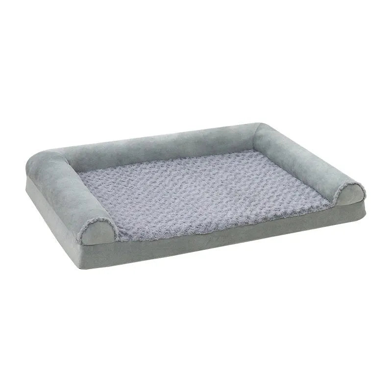 Light grey soft-sided foldable dog kennel crate shown with size dimensions.