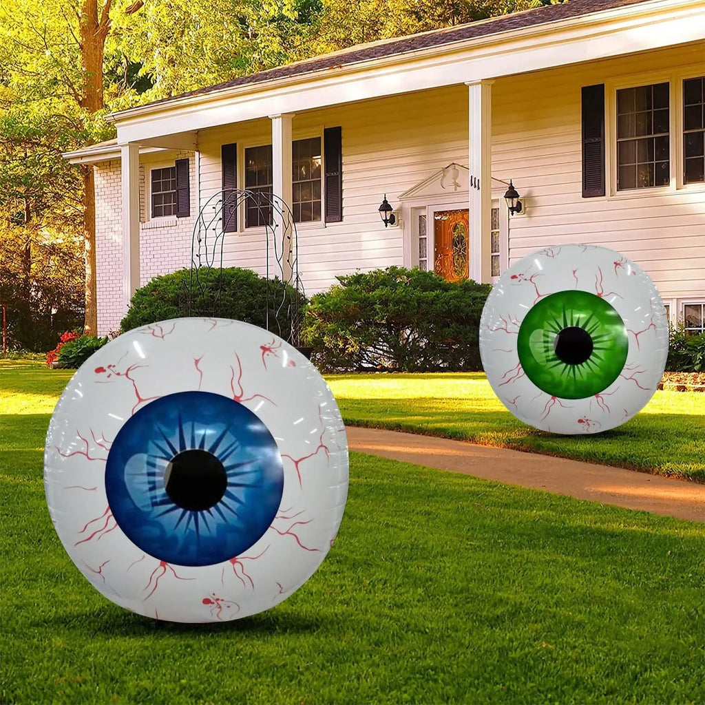 Halloween bloodshot eyeball inflatable balloon 40cm diameter green blue red colours