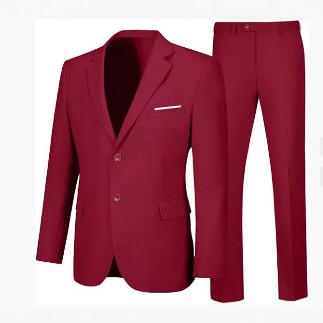 Men's slim fit wedding dinner suit set in viscose with jacket and trousers, available in multiple colours and sizes M to 5XL